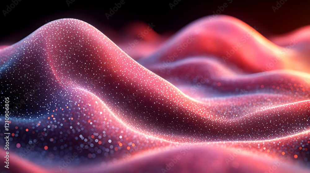 Obraz premium Abstract Glowing Particle Wave Background Texture in Red Pink and Orange Hues