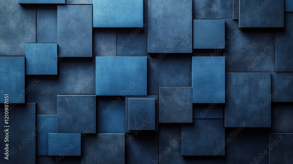 Clean blue squares and rectangles on a dark background. Geometric design for banner template with white space in the center for text. Minimalist wallpaper with copy space. Clean blue squares and rectangles on a dark background. Geometric design for banner template with white space in the center for text. Minimalist wallpaper with copy space.