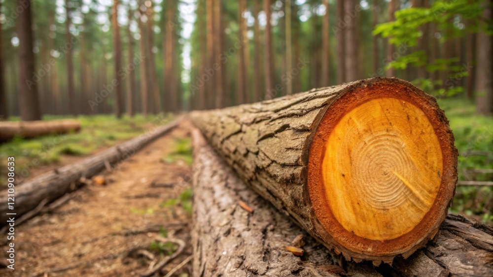 Sustainability Focus A closeup image of timber being harvested from a sustainably managed forest. The bark is intact on one side while freshly wood reveals a vibrant inner core Sustainability Focus A closeup image of timber being harvested from a sustainably managed forest. The bark is intact on one side while freshly wood reveals a vibrant inner core