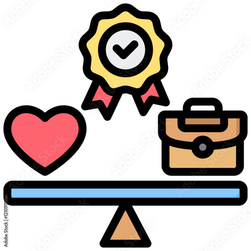 Work Life Fit Outline Color Icon