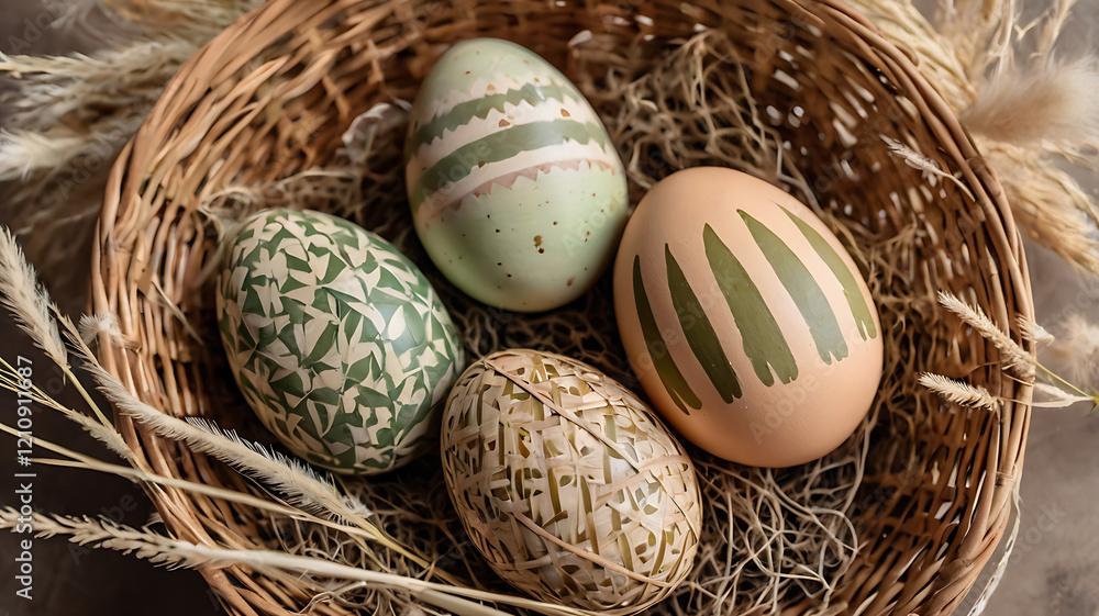 Obraz premium Earthy Boho Easter Eggs with Natural Dyes