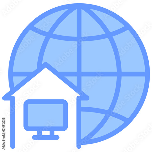 Remote Work Blue Icon