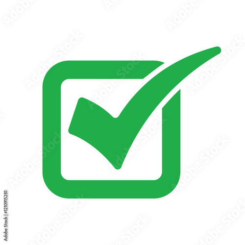 Green check mark, isolated tick symbols, checklist signs, and an approval badge. Flat and modern checkmark design, vector illustration.