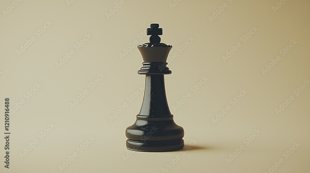 Black chess king, beige background, strategy, leadership Black chess king, beige background, strategy, leadership