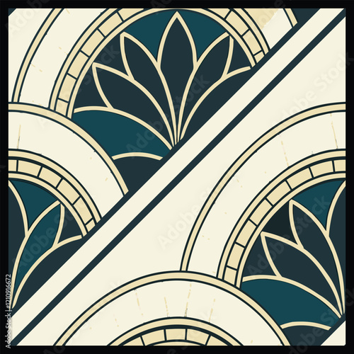 Seamless pattern. Modern stylish texture. Regularly repeating geometrical rhombuses. Vector element of graphic design. Seamless pattern in gold color on black background. Vector illustration.