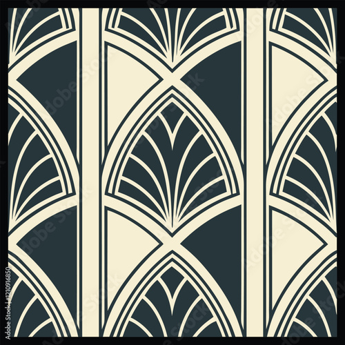 Seamless pattern. Modern stylish texture. Regularly repeating geometrical rhombuses. Vector element of graphic design. Seamless pattern in gold color on black background. Vector illustration.