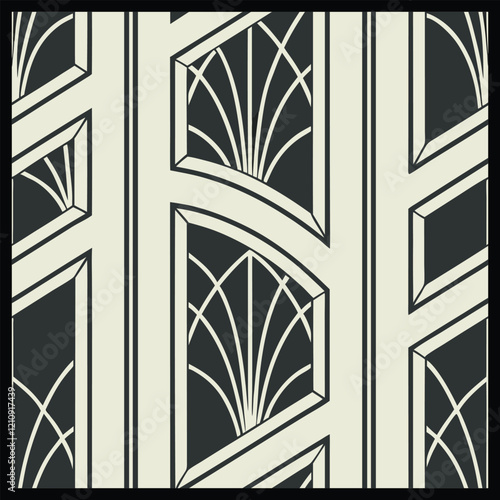 Seamless pattern. Modern stylish texture. Regularly repeating geometrical rhombuses. Vector element of graphic design. Seamless pattern in gold color on black background. Vector illustration.