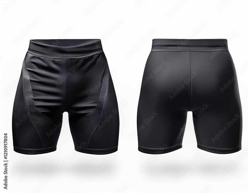Black compression shorts on a clean white background Black compression shorts on a clean white background