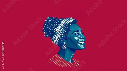 Classic african smiling woman old school commercial feel