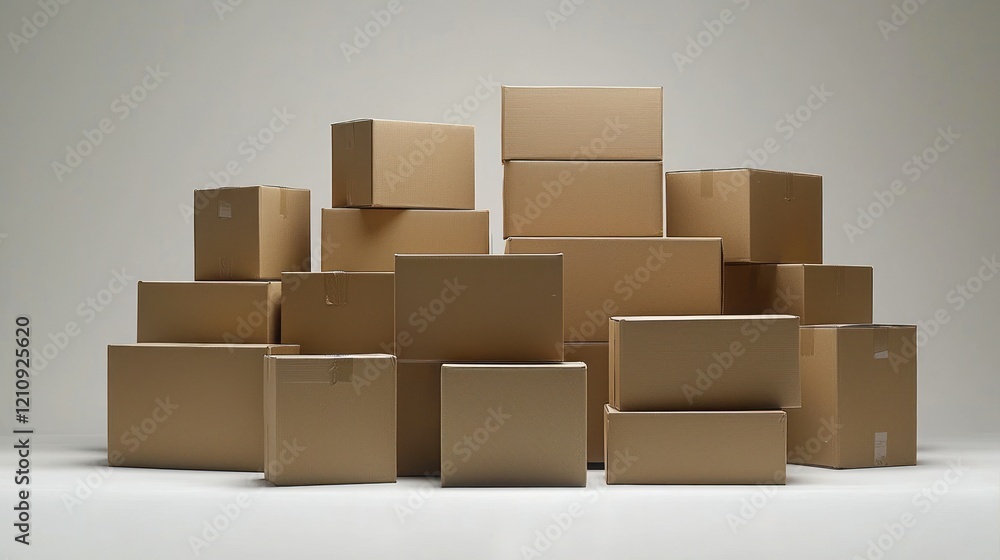 Cardboard boxes stacked studio background storage Cardboard boxes stacked studio background storage
