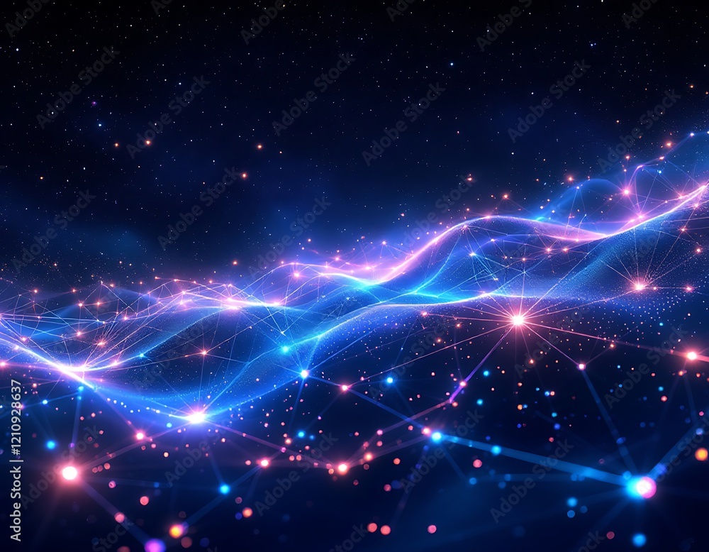 Obraz premium Cosmic Network: A Digital Universe of Light and Connection