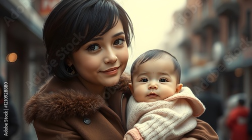 young woman holding a baby