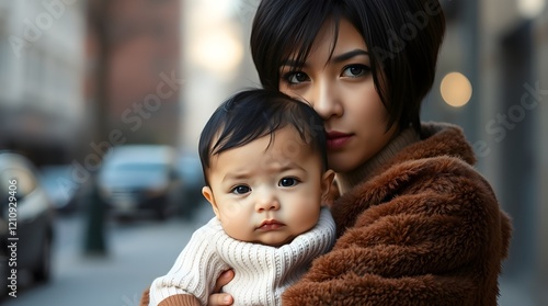 young woman holding a baby