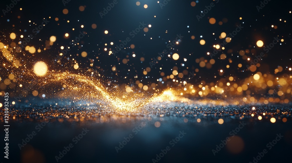 Fototapeta premium Glimmering particles creating a mesmerizing effect in a dark environment during a digital art display