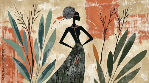 African queen painting black green brown