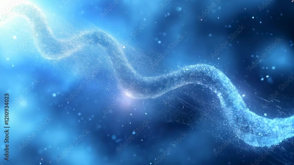Ethereal Blue Wave Flow with Shimmering Particle Effects Ethereal Blue Wave Flow with Shimmering Particle Effects