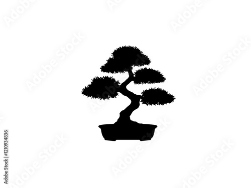 Vector design of a bonsai logo on a white background
