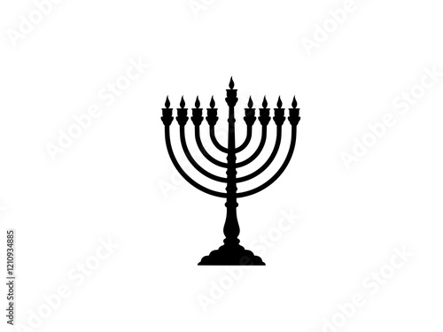 Silhouette-style Hanukkah menorah vector illustration
