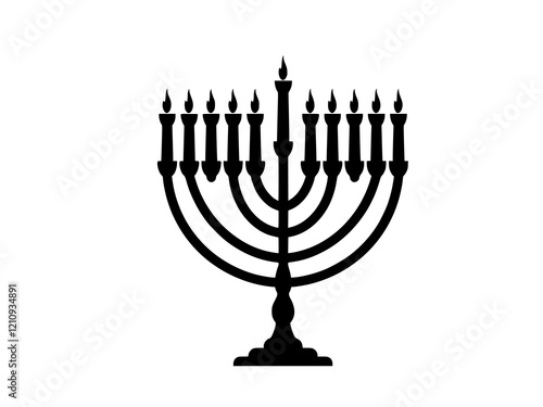 Silhouette-style Hanukkah menorah vector illustration
