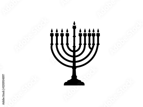 Silhouette-style Hanukkah menorah vector illustration
