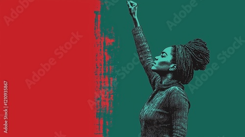 Proud african woman struggle protest red green