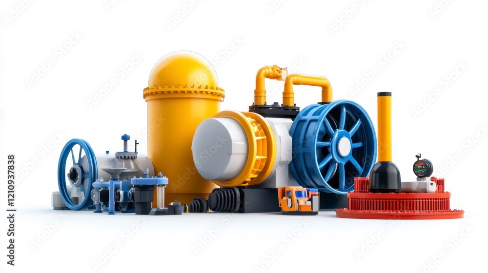Industrial Equipment Set with Turbines, Piping, and Tanks Industrial Equipment Set with Turbines, Piping, and Tanks