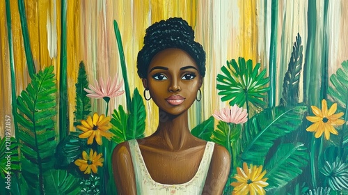 African illustration fairytale in the forest flowery