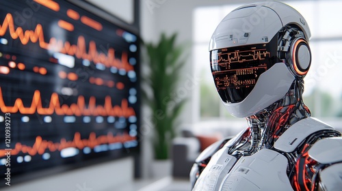 Wallpaper Mural Futuristic Robot with Digital Interface and Data Visualization Elements Torontodigital.ca