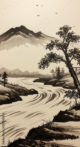traditional japanese ink painting