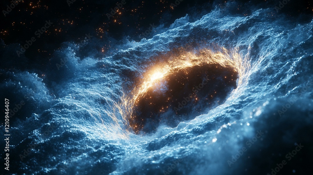 Fototapeta premium A DNA helix constructed from strands of light, floating in a dark, infinite void with faint starry patterns. 19