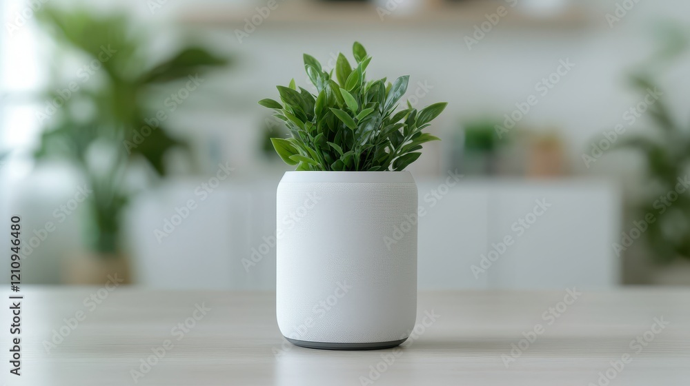 Obraz premium Modern Indoor Plant in Stylish White Pot on Minimalist Table