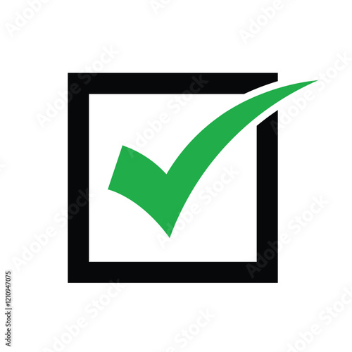 Green check mark, isolated tick symbols, checklist signs, and an approval badge. Flat and modern checkmark design, vector illustration.