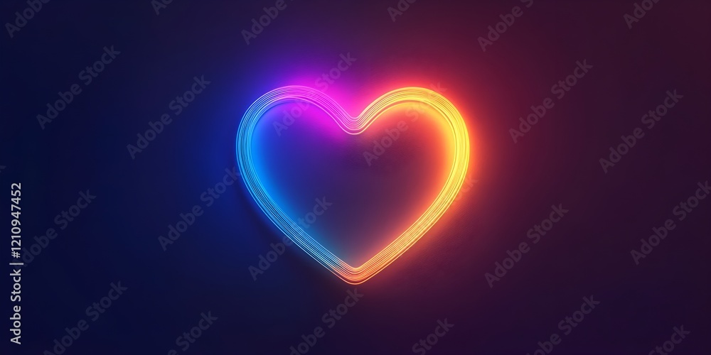 Minimalist glowing neon heart icon on a dark gradient background. Minimalist glowing neon heart icon on a dark gradient background.