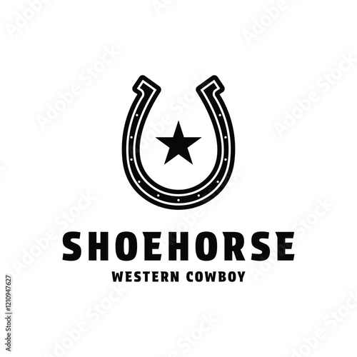 shoe horse western cowboy logo design concept idea
