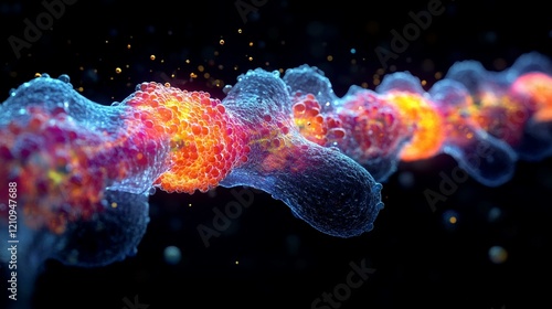 A concept image showing chromosomes being carefully examined using CRISPR technology for gene editing. 251