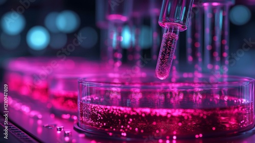 A conceptual image of chromosomes in a human body, glowing with vibrant neon colors to represent different genetic traits. 269