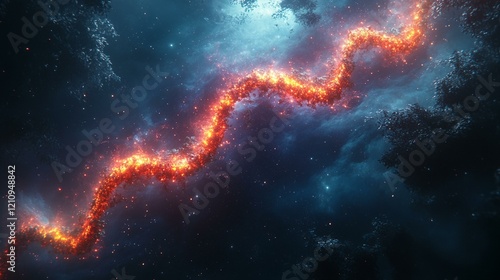 A digital representation of the four base pairs of DNA—Adenine, Thymine, Cytosine, and Guanine—intertwining in a vibrant, colorful 3D molecular structure. 404