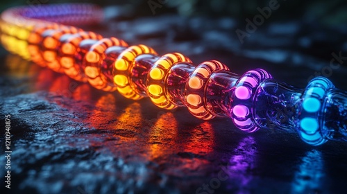 A close-up view of base pairs in DNA, with Adenine paired with Thymine, and Cytosine with Guanine, visually glowing and connected by molecular bonds. 408 photo