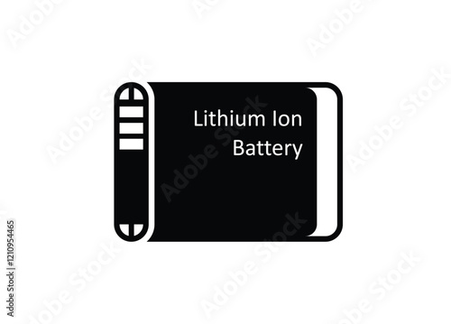 Smartphone lithium ion battery. Simple illustration in black and white