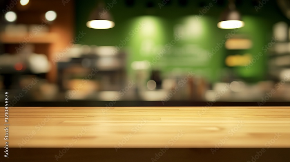 Empty wooden table in blurred cafe background. Empty wooden table in blurred cafe background.