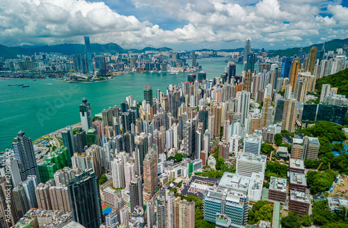 Photography Aerial view of Hong Kong city in daytime