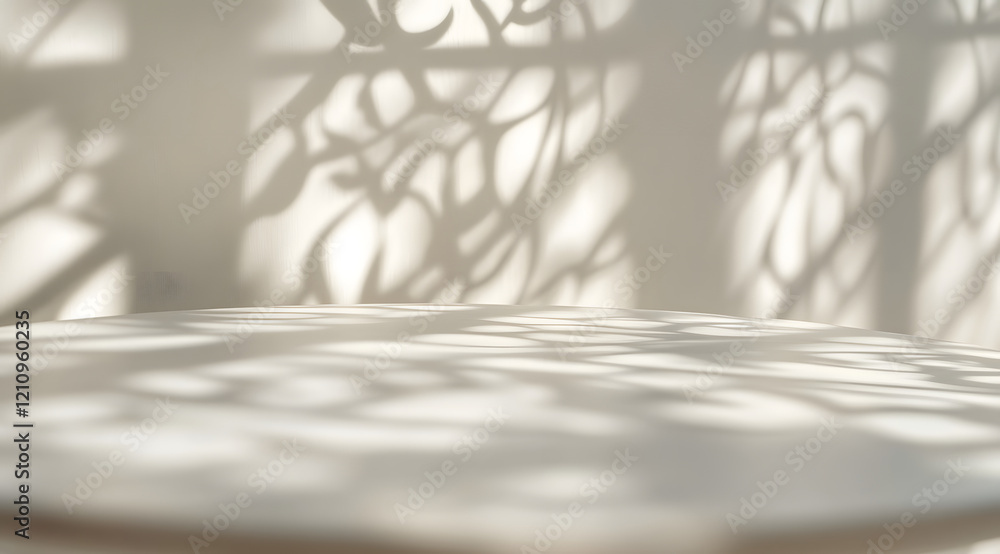 Round Surface with Projected Leaf Shadows on Wall Round Surface with Projected Leaf Shadows on Wall