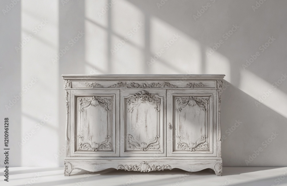 Ornate distressed sideboard with curved legs and floral embellishments, ideal for retro-inspired spaces.
Ornate distressed sideboard with curved legs and floral embellishments, ideal for retro-inspired spaces.