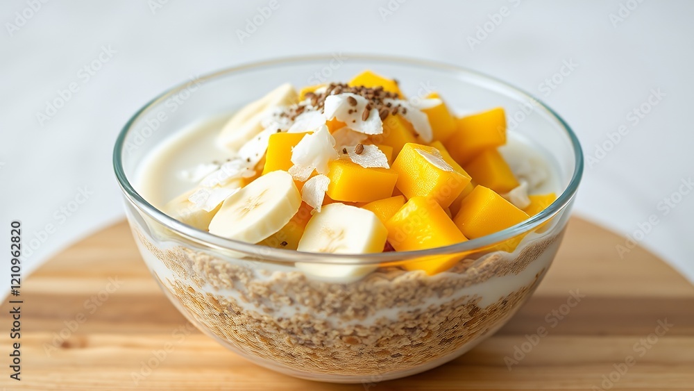 Colorful Smoothie Bowl with Mango, Banana, and vitamin. A healthy smoothie bowl with fresh mango, banana, and crunchy granola. Ideal for food blogs, nutrition guides Colorful Smoothie Bowl with Mango, Banana, and vitamin. A healthy smoothie bowl with fresh mango, banana, and crunchy granola. Ideal for food blogs, nutrition guides
