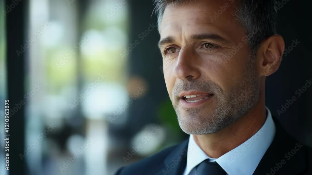 Confident business professional speaking in outdoor setting with engaging expressions Confident business professional speaking in outdoor setting with engaging expressions