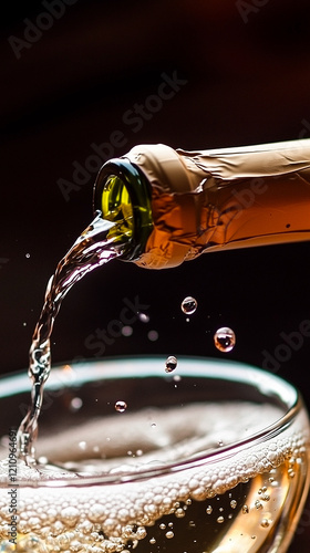 Champagne Pouring into Glass