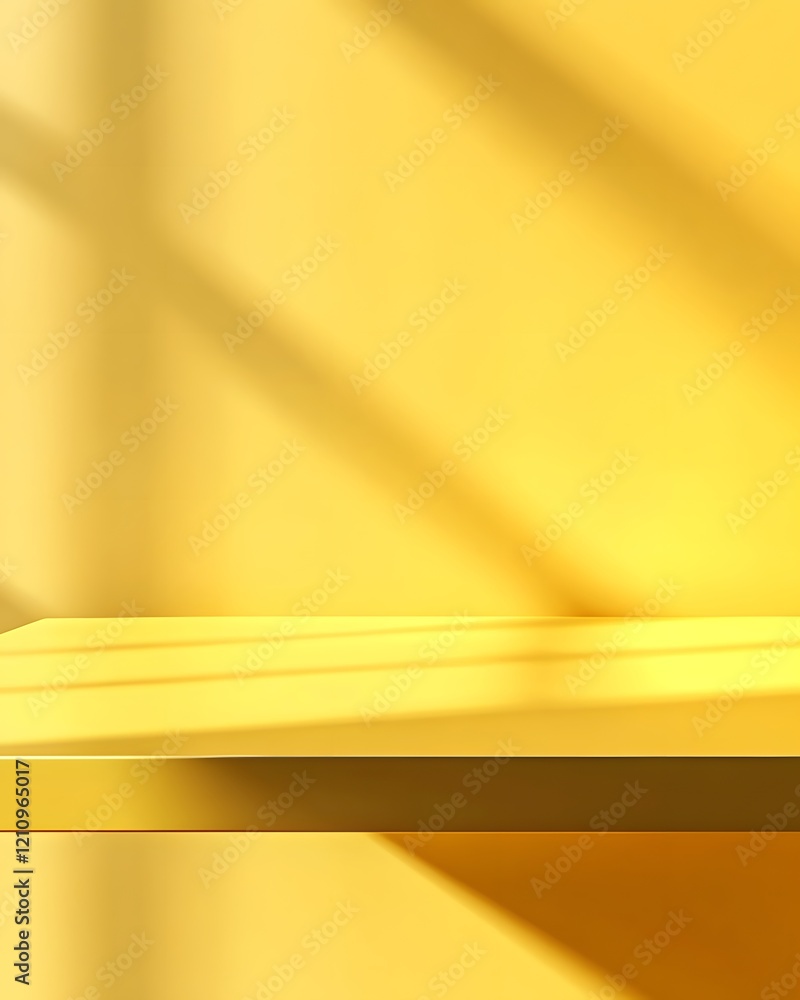 Two-Tiered Yellow Platform with Sunlight Shadows Two-Tiered Yellow Platform with Sunlight Shadows