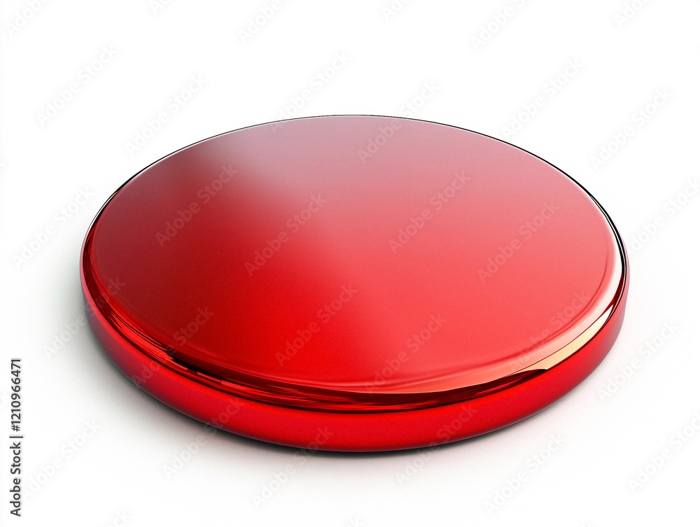 Red Glossy Circular Object on White Background