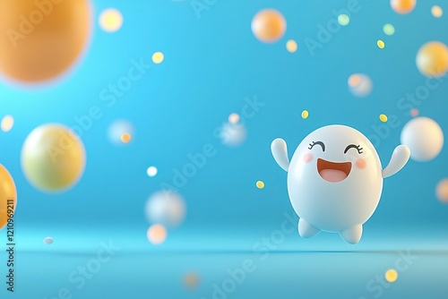 Cheerful ai character engaging in learning activities vibrant digital hub animated content playful environment uplifting viewpoint