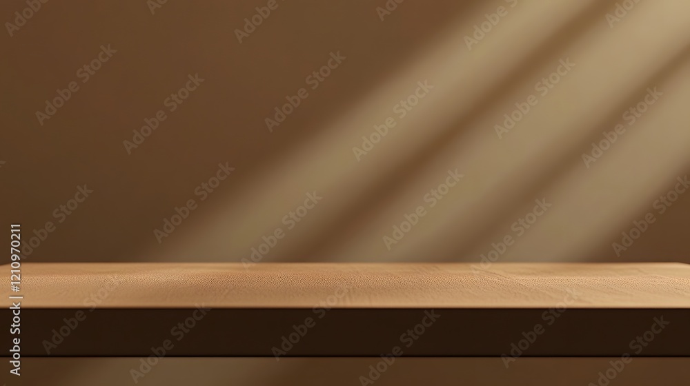 Wooden Surface with Diagonal Light Rays and Brown Background Wooden Surface with Diagonal Light Rays and Brown Background
